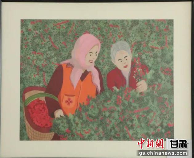 靖遠(yuǎn)縣枸杞種植業(yè)帶動10多萬農(nóng)民脫貧致富。刺繡 王明風(fēng) 繡稿 胡靜