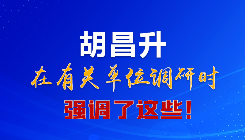 圖解|胡昌升在有關單位調研時強調了這些！